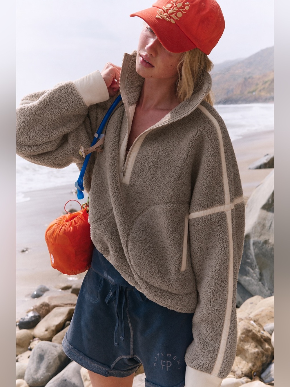 Free People FP Movement Mountain High Half-Zip Fleece Oversized L New Unreleased